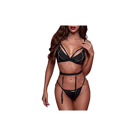 Liaddkv Set Lingerie Da Donna In Matal Nero Con Giarrettiera Nero S Stileo It