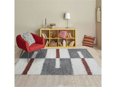 Tapis Salon Shaggy Ga Orange X Oeko Tex En Polypropyl Ne Doux Et