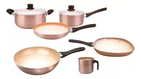 Set Bateria Cobre Wok Jarro Bifera Linea Hudson Ceramico Env O Gratis