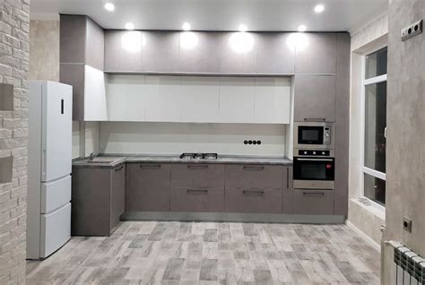 Двухуровневая кухня серая с белым (68 фото) - красивые картинки и HD фото