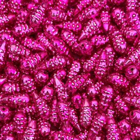 Hot Pink Bumpy Drop Blown Glass Beads Czech Republic