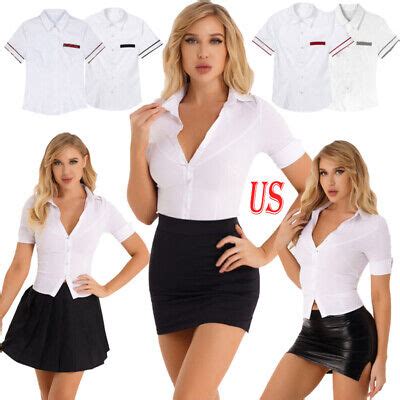 Women Piece Secretary Cosplay Costume Outfit Mini Skirt Lingerie Club Party EBay