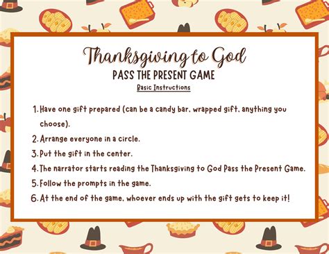 Thanksgiving Pass The Present Game Thanksgiving Pass The T Game