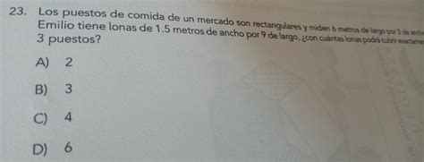 Solved Los Puestos De Comida De Un Mercado Son Rectangulares Y