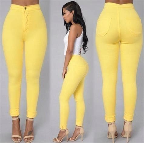 Women Denim High Waist Skinny Pant Candy Color Pantalone Lady Femme Stretch Women Jeans Buy