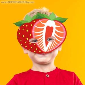 strawberry mask printable costume food activity fruit school halloween