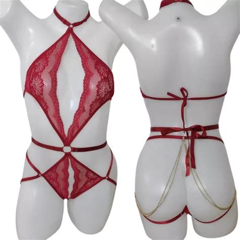 Lingerie Sexy Body Sensual Renda Corrente Transparente Parcelamento Sem Juros