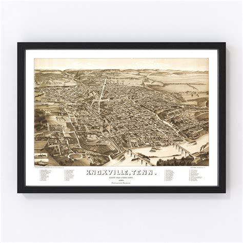 Vintage Map Of Knoxville Tennessee 1886 By Teds Vintage Art