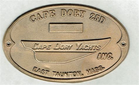 Cape Dory 25d Builders Plaque Plate Bronze Laser Etched Hull Number