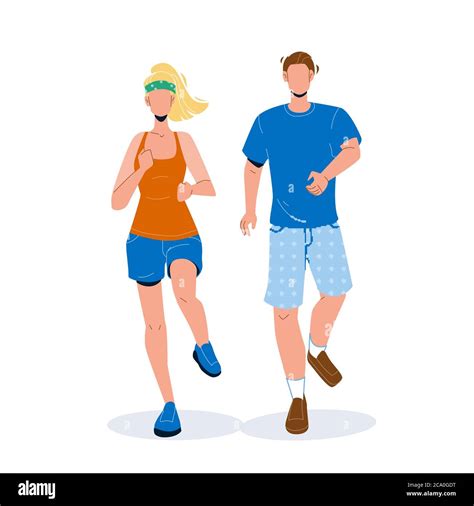 Joggers Man And Woman Running Together Vector Stock Vector Image And Art