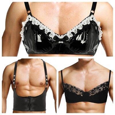 Mens Lace Sissy Lingerie Bra Leather Wetlook Bralette Body Chest Harness Costume Ebay