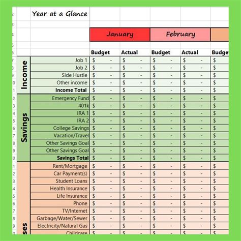 12 Month Simple Budget Tracker Template Fully Editable Worksheet