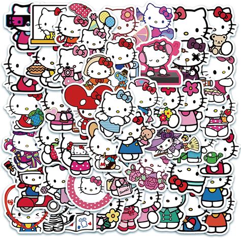 50 Stück Hello Kitty Sticker Set,Anime Kawaii Hellokitty Aufkleber,Cute ...