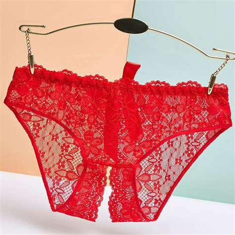Uaang Women Sexy Panties Exotic Open Crotch Panties Thong Erotic Lingerie Female Briefs Lace
