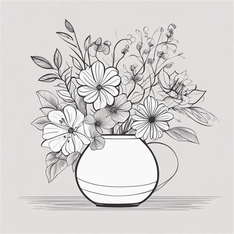 Flower Bouquet Colouring Page One Design Only Etsy