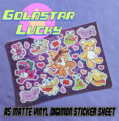 New Release Digimon Poop Digimon A5 Sticker Sheet Etsy