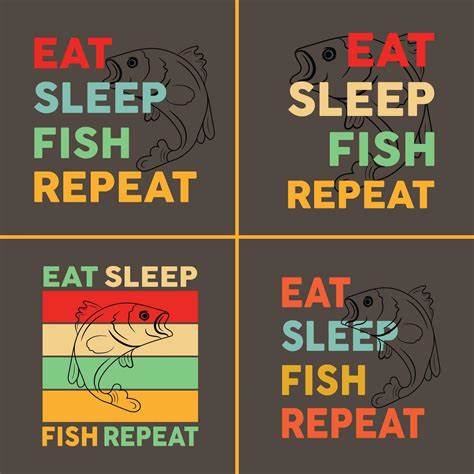 Eat Sleep Fish Repeat Typography Fishing T Shirt Design Fishing