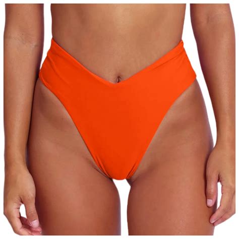 CAIVO Women Swimwear Bikini Bottom Sexy V Cut High Cut Swimsuit High Waisted Bathing Suit