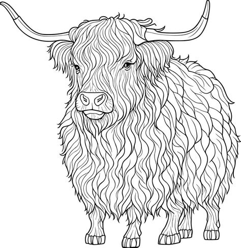 Highland Cow Coloring Pages For Kids 24534954 Vector Art At Vecteezy