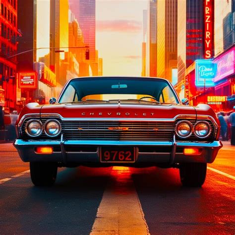 Premium Photo Classic Car With Round Headlights City Road