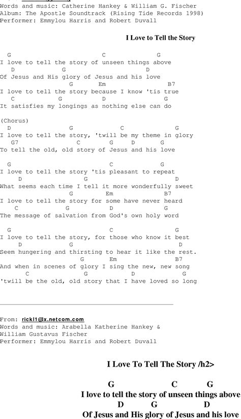 Song Lyrics I Love To Tell The Story at Brock Kleeberg blog