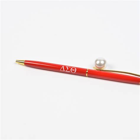 Delta Sigma Theta Red Ink Pen Wlarge Pearl Rosas Greek Boutique Inc