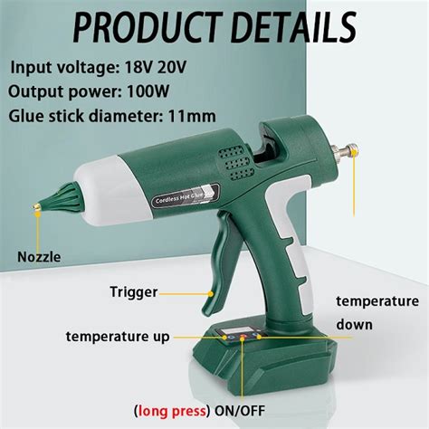 Cordless Hot Glue Gun For Milwaukee V Li Ion Battery With Temp Contol