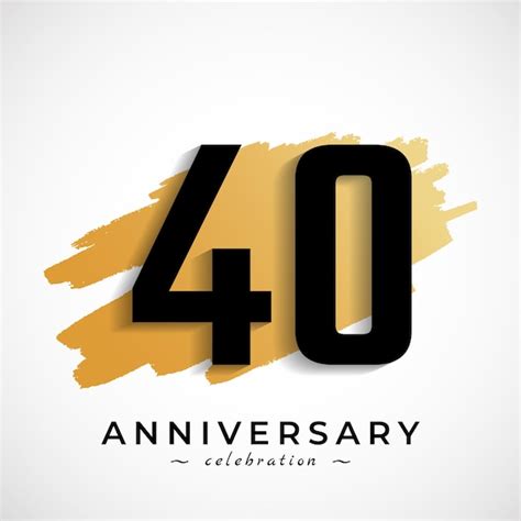 Празднование 40-летия с символом "золотая кисть" на белом фоне ...
