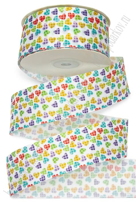 Лента репсовая 4 см*25 ярд с рисунком "Сердечки" SF-6130, №2 В Интернет ...