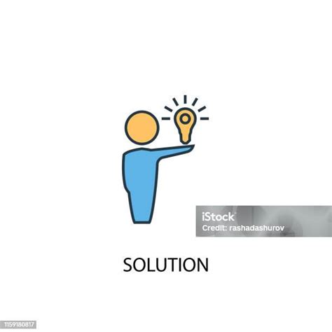 konsep solusi  ikon garis berwarna ilustrasi elemen kuning  biru