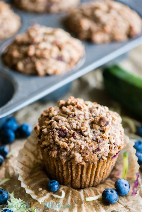 Zucchini Blueberry Muffins With Stresel Topping Ten Acre Baker