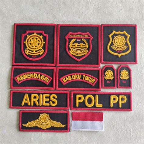 jual logo pol pp bordir timbul atribut satpol pp logo bordir shopee