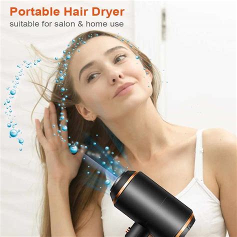 Hair Dryer 3 Speeds Adjustable Blow Dryer Hot Cold Wind With 3 Nozzles Diffusers Portable Hair