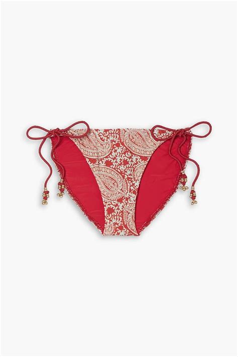 VIX PAULA HERMANNY Bead Embellished Paisley Print Bikini Briefs THE OUTNET