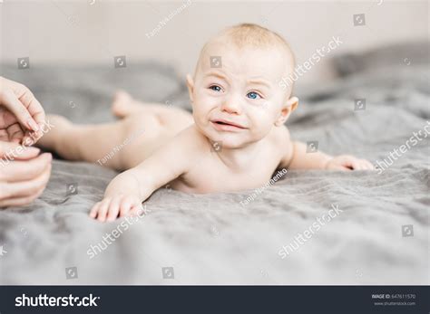Naked Baby Lies On Bed Stock Photo Shutterstock