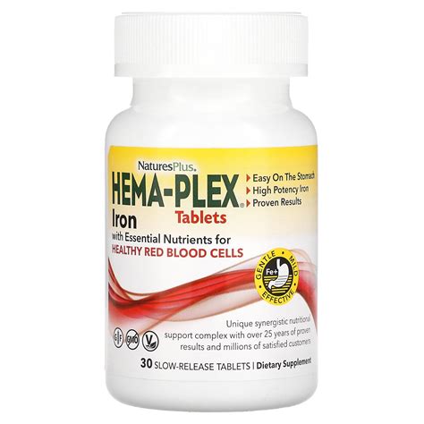 NaturesPlus, Hema-Plex, Iron with Essential Nutrients for Healthy Red ...