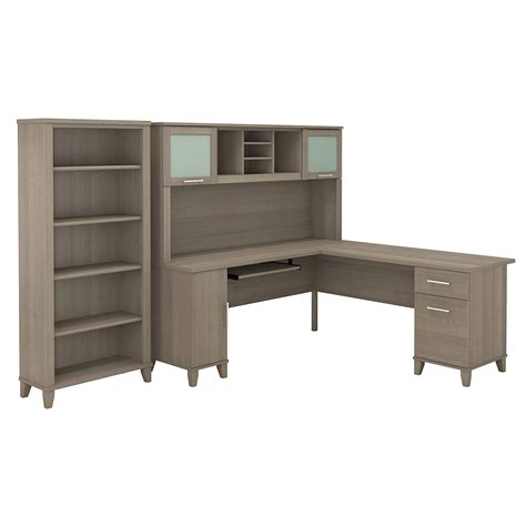 Bush Furniture Somerset L Shaped Desk With Hutch And Shelf Bookcase