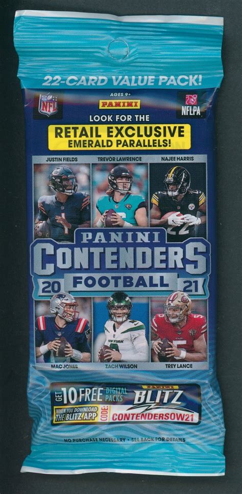 2021 Panini Contenders Football Unopened Value Pack 22 Cards