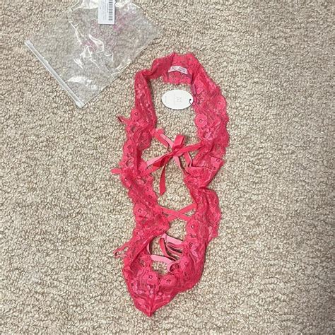Nwt Teddy Bodysuit Playsuit Lingerie Hot Pink From Depop