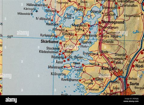 Atlas map of Tjörn and Stenungsund Stock Photo - Alamy