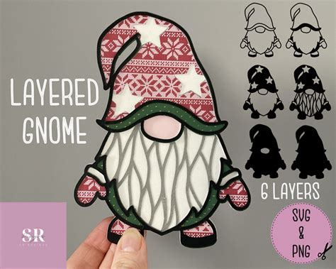 SVG Layered Gnome Cut File 3D Gonk Svg Layered Gnome Svg Etsy