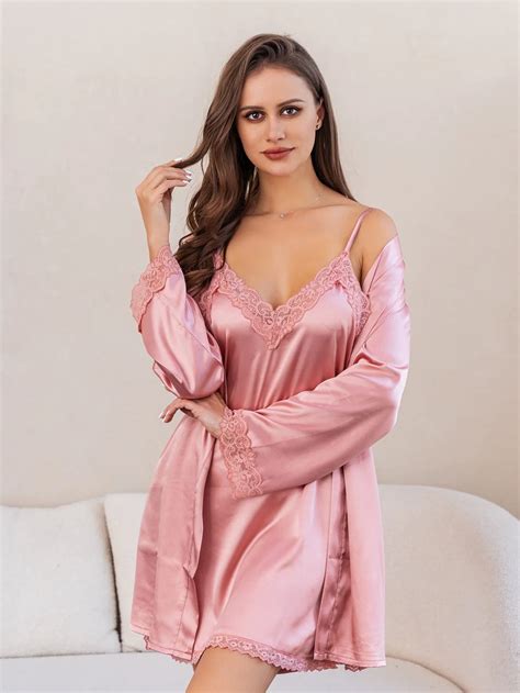 Women Sexy Nightgowns Stain Nighties Night Gown Set Dress Lingerie Pajamas Set Sleeveless