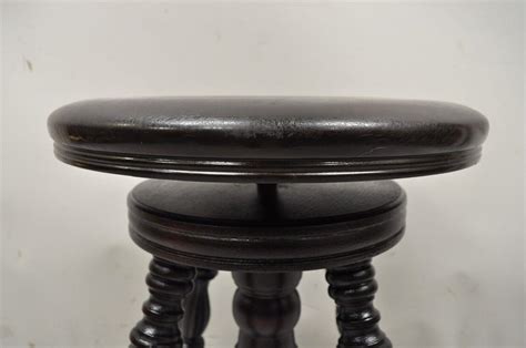 Antique a. Merrian Co Victorian Piano Stool Glass Ball Brass Claw Feet