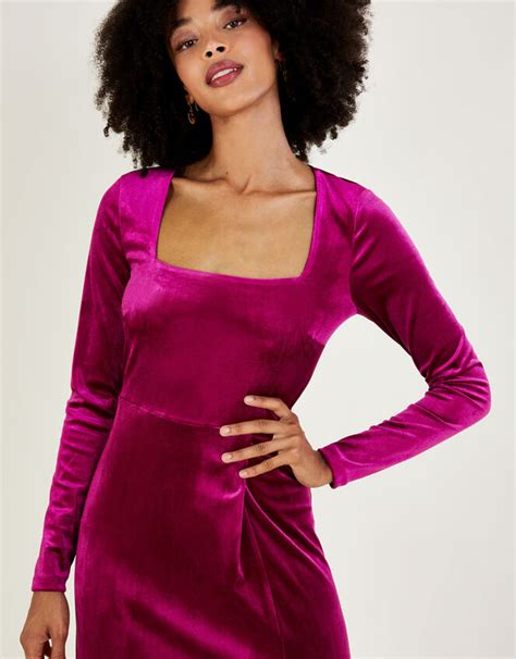 Rachel Velvet Midi Dress With Recycled Polyester Pink