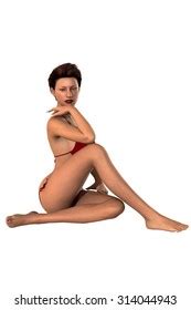 Sexy Woman Posing Red Bikini Isolated Stock Illustration Shutterstock