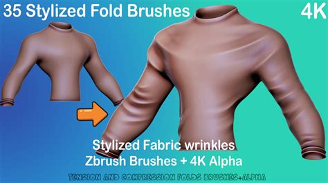 Artstation Stylized Fabric Fold Brush For Zbrush Alpha Brushes