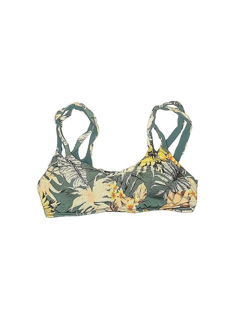 The Bikini Lab Floral Motif Floral Batik Tropical Green Swimsuit Top