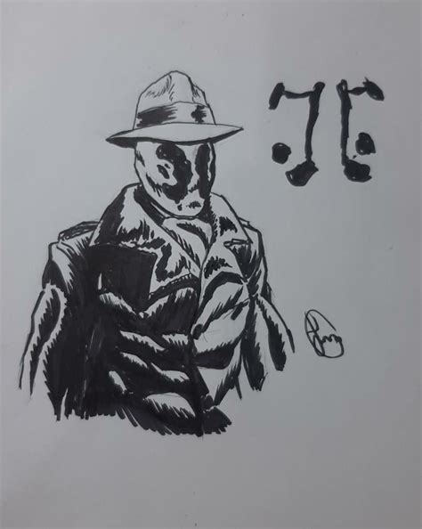 Redraw and Colored the iconic Rorschach Illustration! : Watchmen