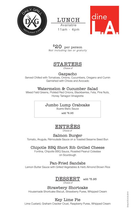 Daily Grill Studio City Dinela Menu Discover Los Angeles