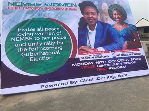 Bayelsa Guber Nembe Women Backs Chief Timipre Sylva For Governorship